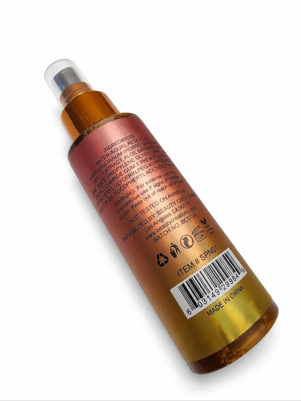 Beauty Creations Peach Setting Spray 4 oz New